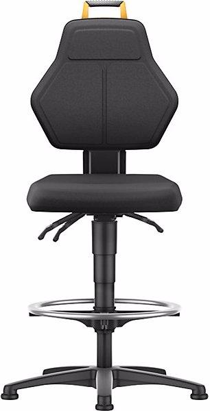 Actual product image eurokraft pro Industrial swivel chair, black, high chair with floor glides and foot ring