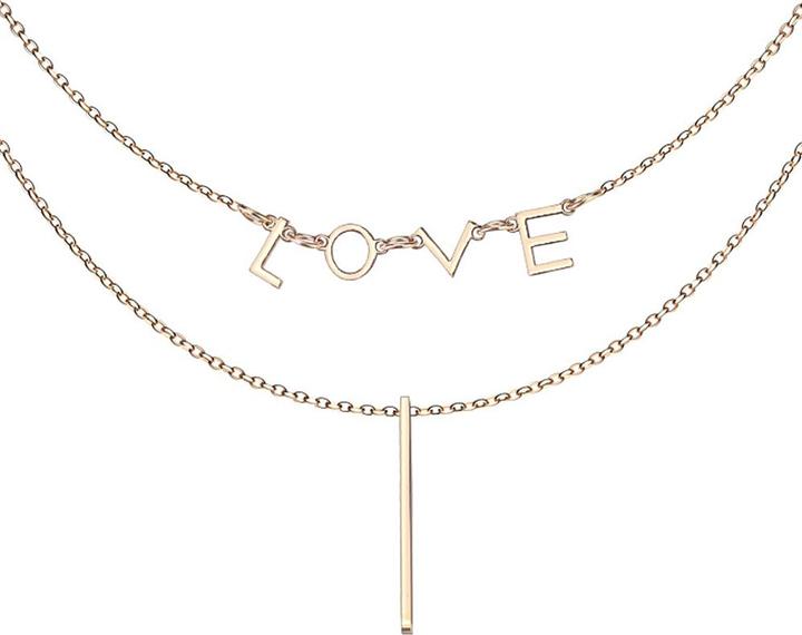 Star Piercing Kette rosegold Anhänger LOVE und Balken (ohne Messing, Chirurgenstahl 316L)