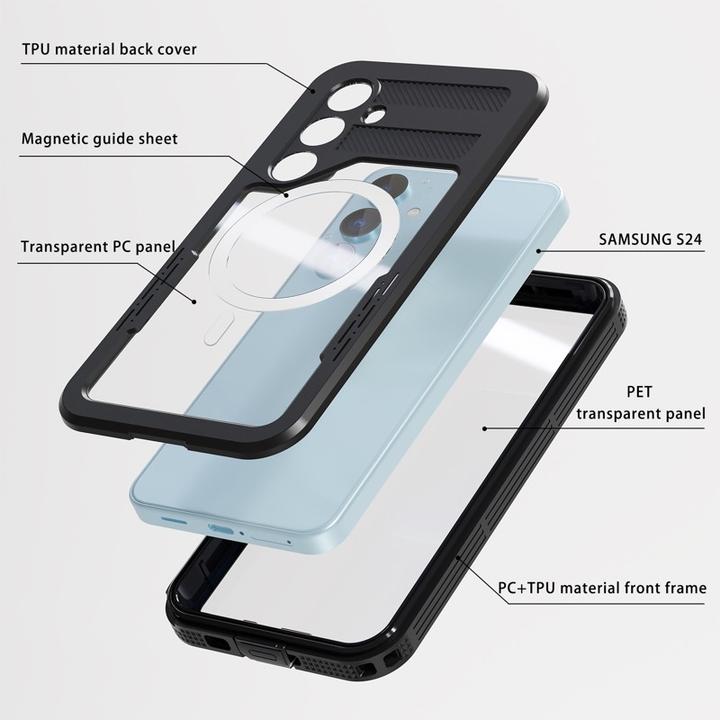 Produktbild Redpepper Samsung Galaxy S24 - IP68 Mars Series Wasserdichtes Outdoor Case mit MagSafe, schwarz (Samsung Galaxy S24)