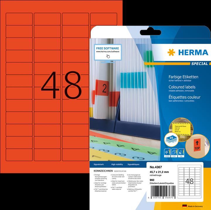 Actual product image HERMA Colour labels A4 removable