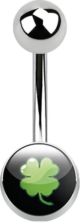Star Piercing Banane silber mit Logo Kleeblatt (Chirurgenstahl 316L, ohne Messing)