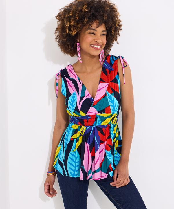 Produktbild Joe Browns Tropical Print V-Neck Tie Shoulder Top