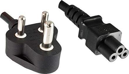 Produktbild Dinic Netzkabel Indien Typ D auf C5, 0,75mm², 2,5A, Zulassung: BIS, schwarz, Länge 1,80m (1.80 m)