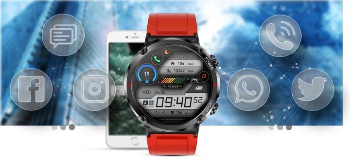 Actual product image Gravity GT21-6 Smartwatch + rotes Silikonarmband