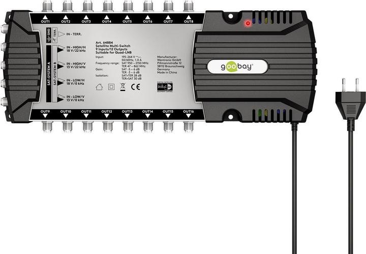 Goobay Commutateur multiple satellite 9 entrées/16 sorties (Multi commutateur)