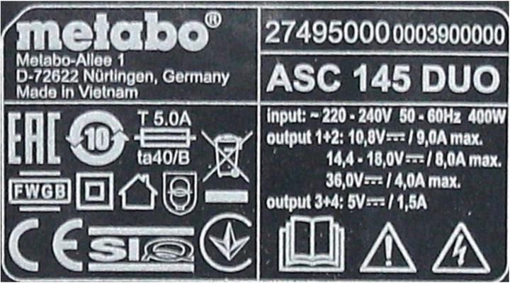 Immagine prodotto Metabo Set base 2x batteria Li-Power 18 V 4,0 Ah CAS Li-Ion ( 2x 625591000 ) + doppio caricatore (18 V)
