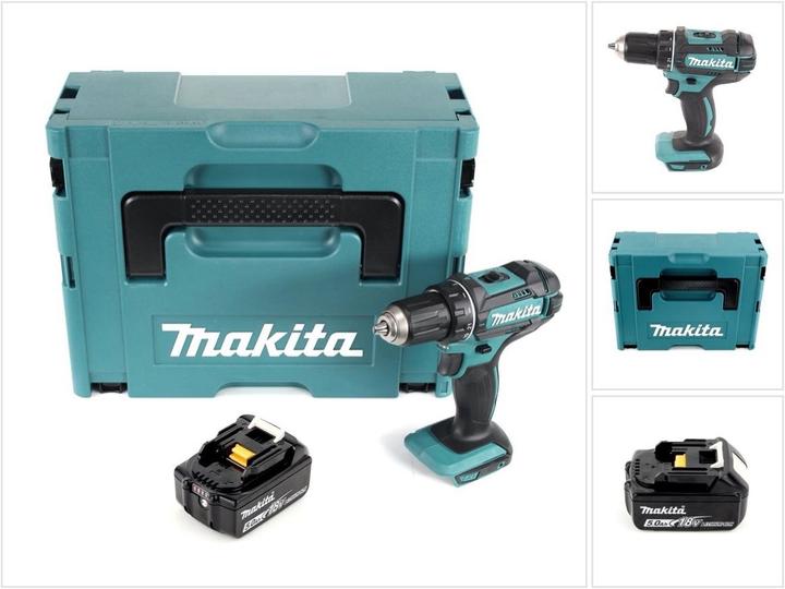 Actual product image Makita DDF 482 T1J cordless drill driver 18 V 62 Nm + 1x battery 5.0 Ah + Makpac - without charger (Rechargeable battery operated)