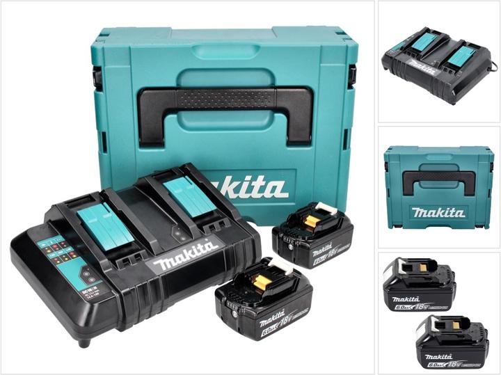 Actual product image Makita Power Source Kit 18 V with 2x BL 1860 B 6.0 Ah battery ( 197422-4 ) + DC 18 SH double charger ( (18 V)