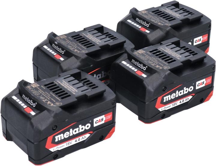 Actual product image Metabo Battery set 4x Li-Power battery pack 18 V 4.0 Ah CAS Li-Ion ( 4x 625027000 ) with charge indicator (18 V)