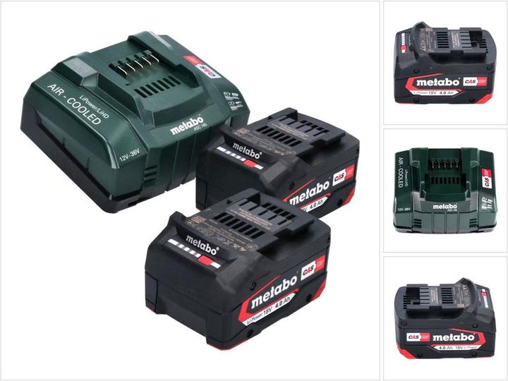 Metabo Basis Set 2x Li-Power Akkupack 18 V 4,0 Ah CAS Li-Ion Akku ( 2x 625027000 ) + ASC 145 Schnell (18 V)