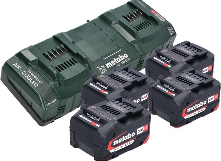 Immagine prodotto Metabo Set base 4x batteria Li-Power 18 V 4,0 Ah CAS agli ioni di litio ( 4x 625027000 ) + ASC 145 DUO Dop (18 V)
