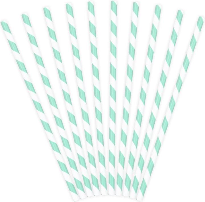 Produktbild Partydeco Papierhalme mit türkisfarbenen Streifen (10 Stck.) (10 x)