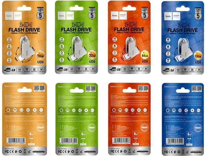 Image du produit Hoco Memory cards pendrive USB A + USB C UD8 32GB USB3.0 + USB C (32 Go, USB-A)
