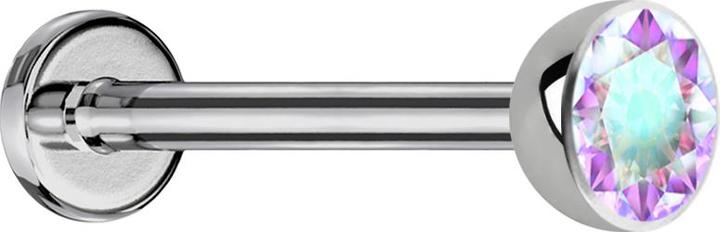 Immagine prodotto Star Piercing Labret Micro Threadless emisfero d'argento con cristallo multicolore (Titanio G23, senza ottone)