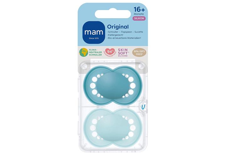 Productafbeelding MAM Ori.mat silicone 16+ blauw 2st (2 x, van 16 M.)