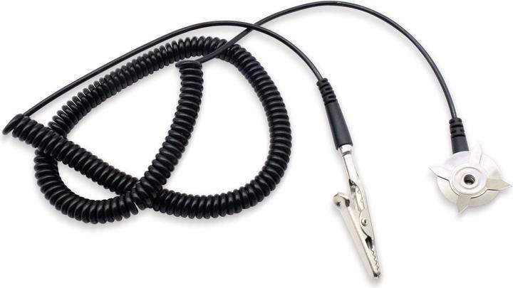 Actual product image Quadrios ESD earthing cable 3.00 m clamp, push button 10 mm, plug, alligator clip