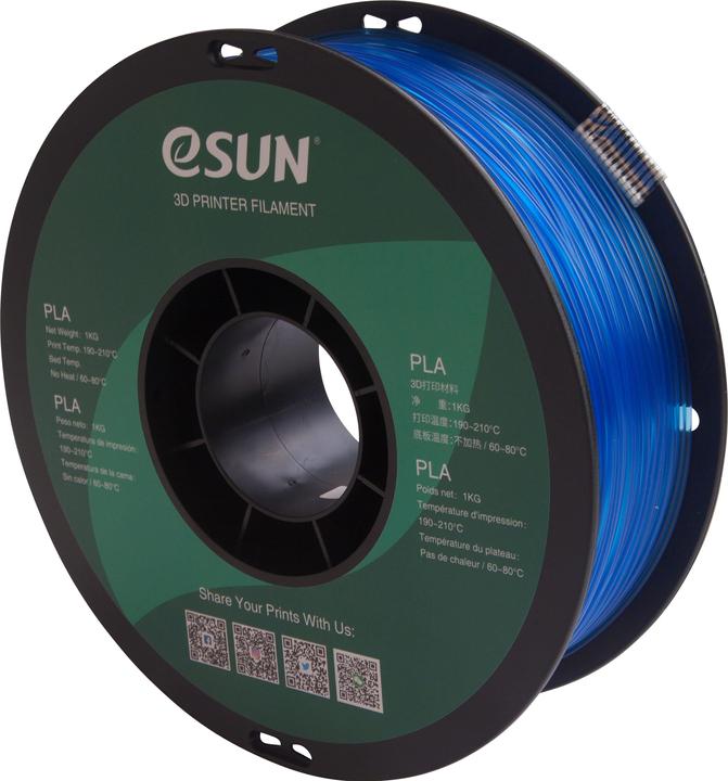 Immagine prodotto eSUN Filamento PLA blu trasparente 1,75mm 1Kg (PLA, 1.75 mm, 1000 g, Blu)