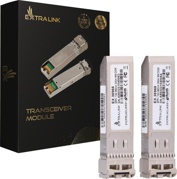 Produktbild Extralink SFP+ 10G 2er-Pack | SFP+ Modul | 10 Gbit/s LC/UPC 850 nm 300 m Multimode DOM