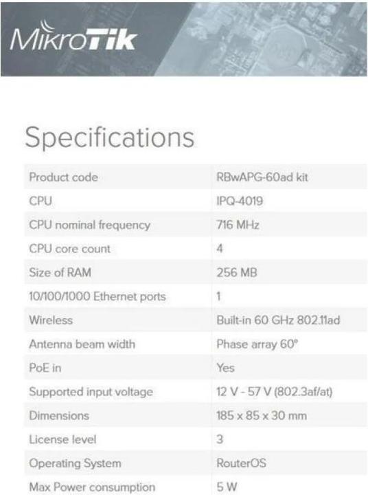Image du produit MikroTik WLAN-Bridge Wireless Wire Kit, 200m