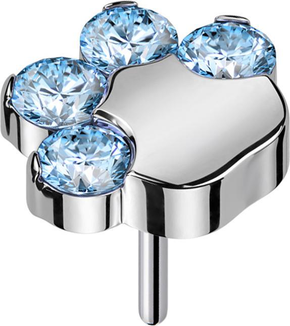 Immagine prodotto Star Piercing Zampa d'argento Threadless con cristalli color acqua (Titanio G23, senza ottone)