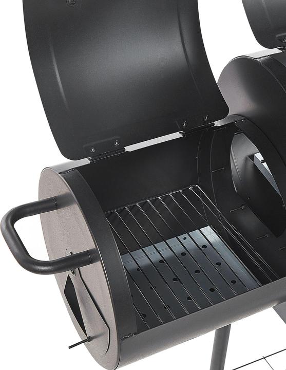 Produktbild Beliani Holzkohlegrill mit Räucherkammer schwarz rollbar SATAH (31 cm)