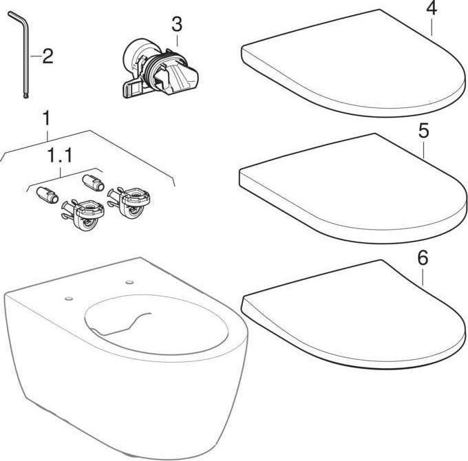Productafbeelding Geberit 501664001 iCon Set wandcloset met closetzitting, Rimfree