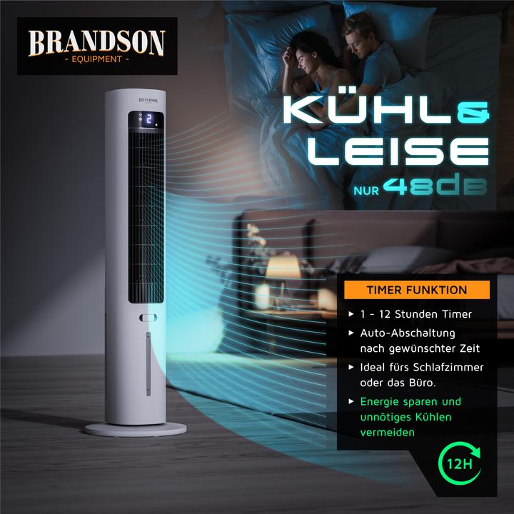 Image du produit Brandson Mobiler Luftkühler, Luftbefeuchter, Verdunstungskühler, 3 Modi, Timer, Lüfter, Klimagerät 55W