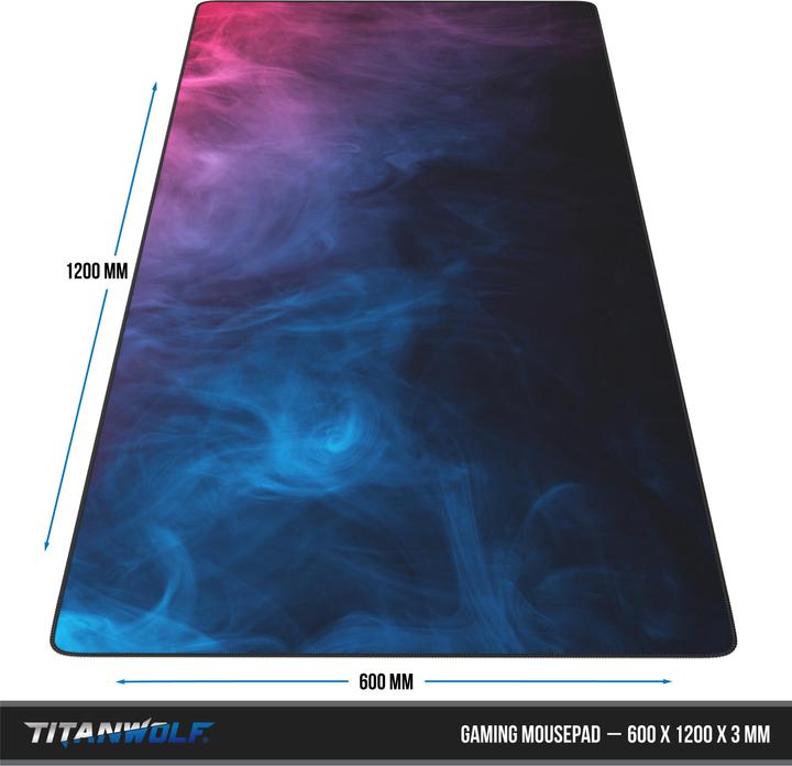 Image du produit Titanwolf Tapis de souris de jeu, Tapis de souris XXXL Speed 1200 x 600 mm, Vitesse & Précision, Fumée colorée (3XL)