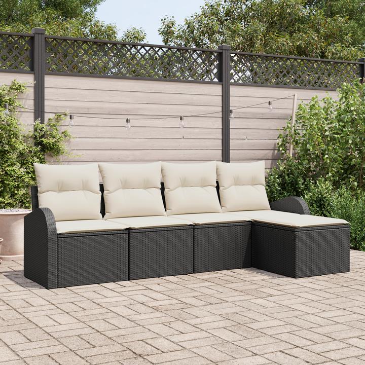 Actual product image VidaXL 5-piece garden sofa set with cushions black poly rattan