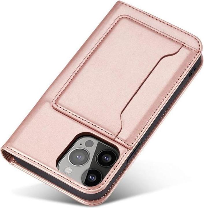 Actual product image Hurtel Magnet Card Case for iPhone 13 Pro Max Pouch Card Wallet Card Holder Pink (Apple iPhone 13 Pro Max)