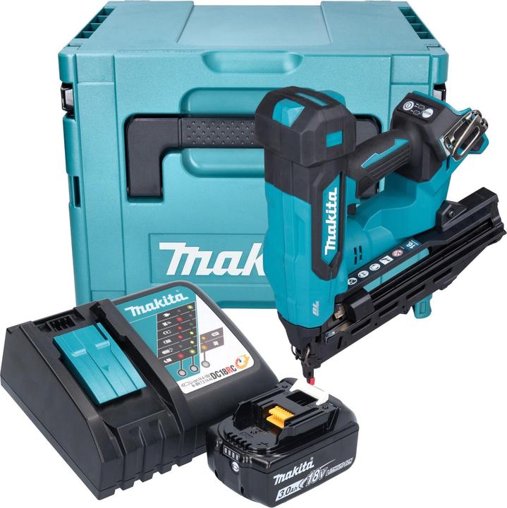 Makita DBN 610 RF1J Akku Stauchkopfnagler 18 V 32 - 64 mm Brushless + 1x Akku 3,0 Ah + Ladegerät +