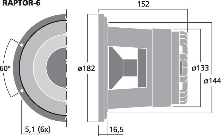 Actual product image Monacor Raptor-6 (200 W, 18 cm)