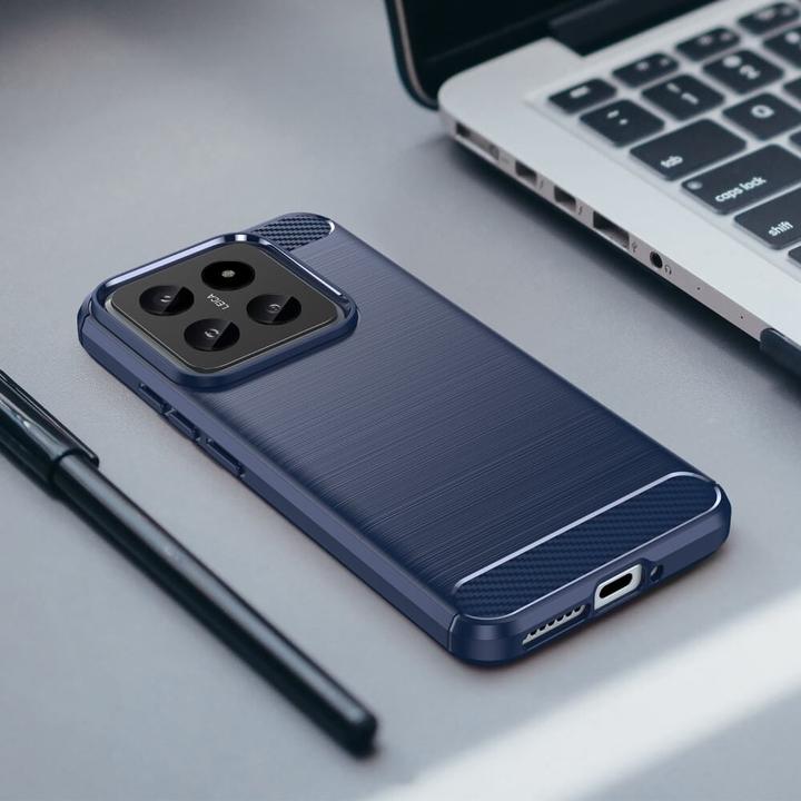 Produktbild Cover-Discount Xiaomi 14 - Metall Carbon Look Hülle blau (Xiaomi 14)