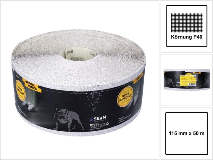 Mirka BASECUT Rouleau de papier abrasif 115 mm x 50 m, P40, Papier abrasif universel ( 2251100140N ) (P40)