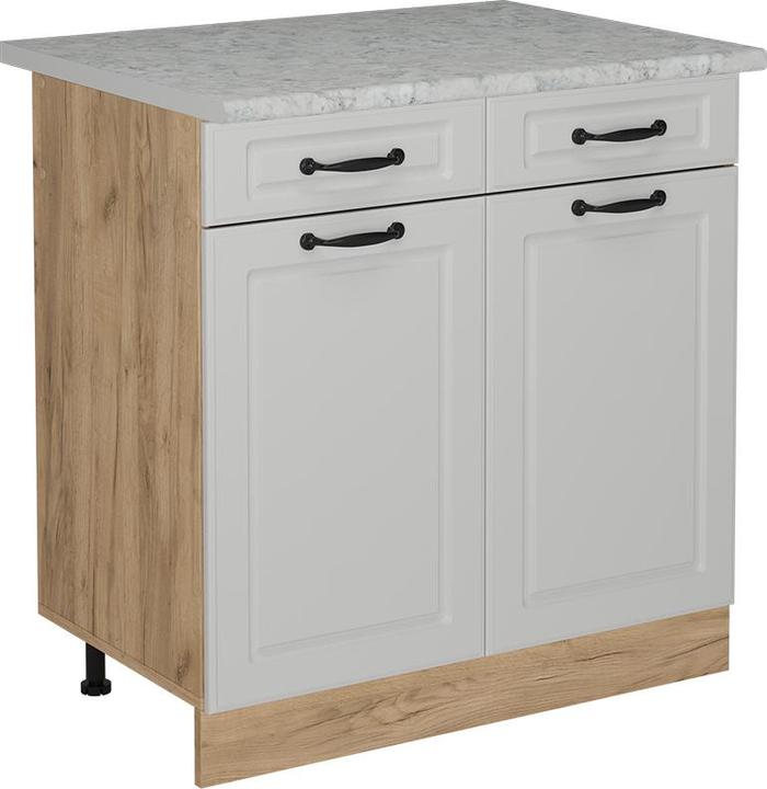 Produktbild Vicco Küchenunterschrank R-Line, Weiss Landhaus/Goldkraft Eiche, 80 cm AP Marmor