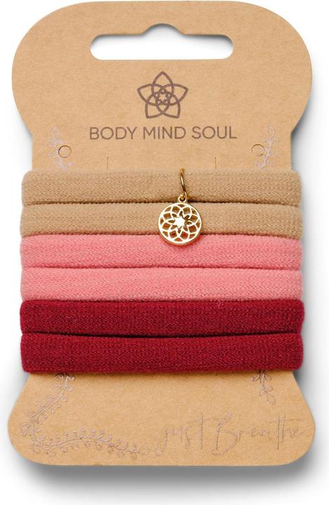 Immagine prodotto Body Mind Soul Cravatta per capelli Yoga beige/rosa 6 pezzi (Elastico per capelli)