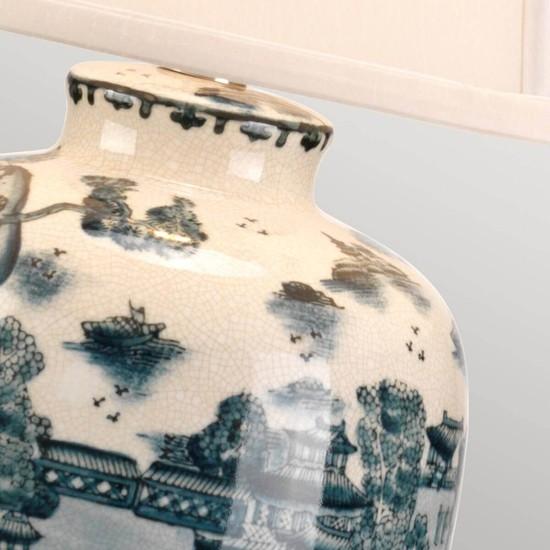Actual product image Elstead Lighting Blue Traditional Table Lamp E27 Blue White, Made in UK (E27)