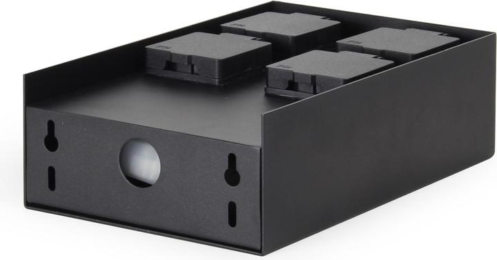 Actual product image Wiltec Garden Socket Fourfold Black, Angled Outdoor Socket Pillar IP44