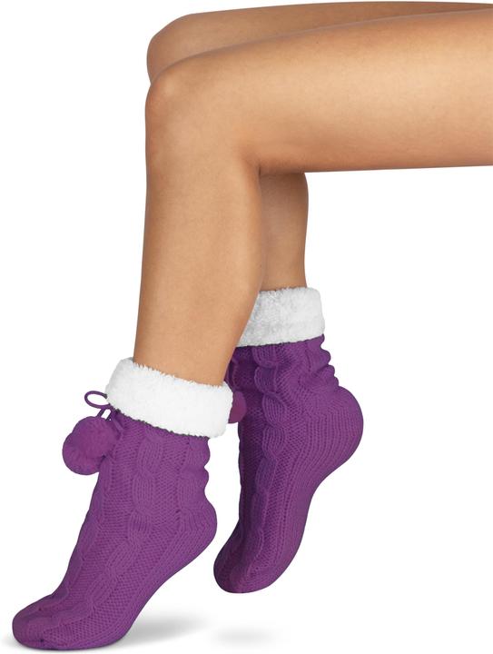 Immagine prodotto Normani Pantofole in maglia con pom pom e ABS (Confezione singola, 36 - 40)