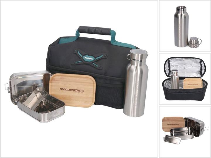 Makita Toolbrothers Lunchpaket mit Isoliertasche + Toolbrothers Fan Edelstahl Brotdose mit 2 Etagen