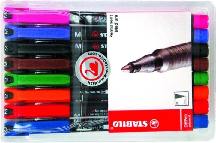 Image du produit STABILO Stylo permanent OHPen universal (Vert, Rouge, Bleu, Noir, Orange, Marron, 1 mm, 8 x)