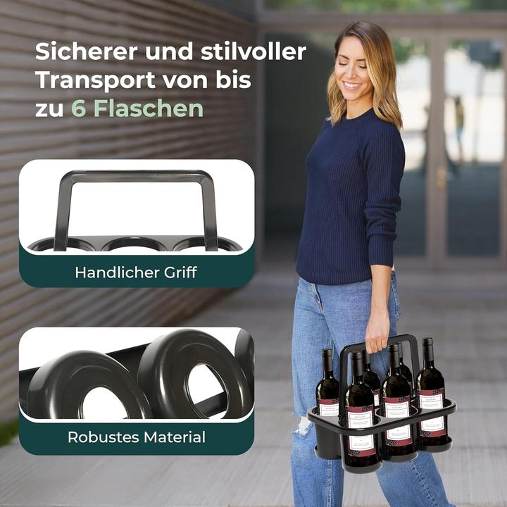 Immagine prodotto Novaliv 4X Flaschenträger für 24 Flaschen - Stabiler Halt - Getränkekorb Kunststoff, Stapelbar, 32x2
