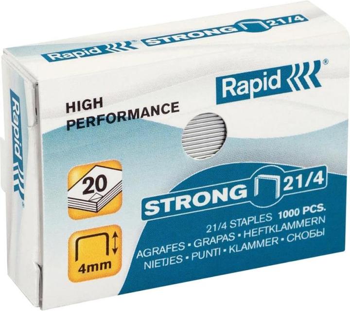 Image du produit Rapid 24863400, Pack d'agrafes, 4 mm, 1000 agrafes, métal galvanisé, zinc, 15 feuilles