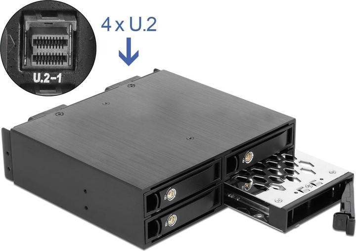 Produktbild Delock 5.25? Wechselrahmen für 4 x 2.5? U.2 NVMe SSD mit abschliessbaren Trays