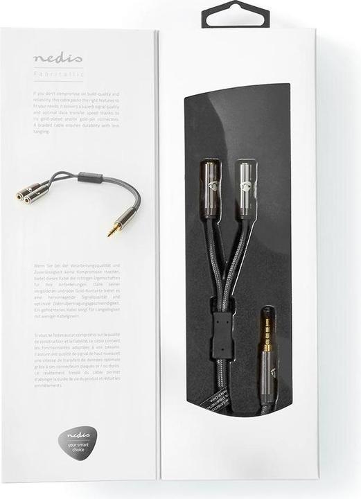 Produktbild Nedis Stereo-Audiokabel - 3.5 mm Stecker - 3.5 mm Buchse - Vergoldet - 0.20 m - rund - Anthrazit/G (0.20 m, 3.5mm Klinke (AUX))