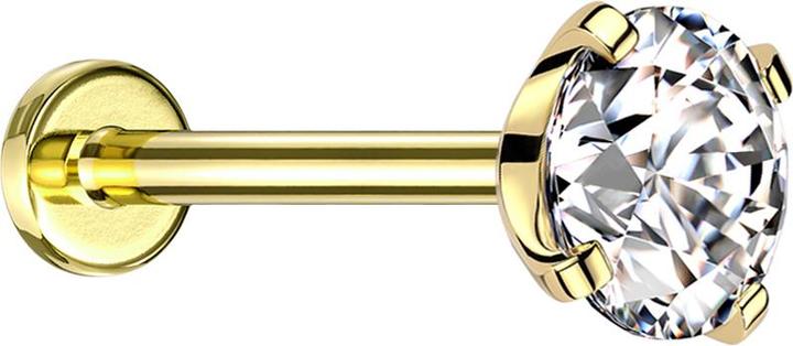 Produktbild Star Piercing Micro Threadless Labret vergoldet mit Kristall silber gefasst (ohne Messing, Chirurgenstahl 316L)
