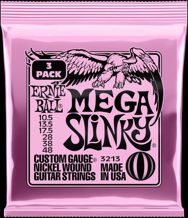 Ernie Ball Saitensatz, Slinky Nickel, Mega 10,5-48, 3er-Pack (6 x, E-Gitarre, 0.05")