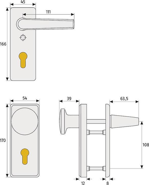 Image du produit Abus KKT512 F1 EK Ferrure de protection WG, aluminium (Poignée de porte)