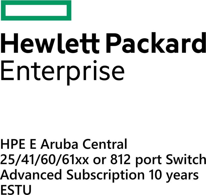 Image du produit HPE E Aruba Central, 25/41/60/61xx or 8-12 port Switch, Advanced Subscription, 10 years, E-STU