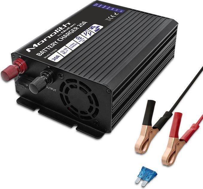 Actual product image Qoltec Inteligentna ładowarka Monolith do akumulatorów LiFePO4 AGM GEL SLA | 20A | 12V (12V, 20 A)